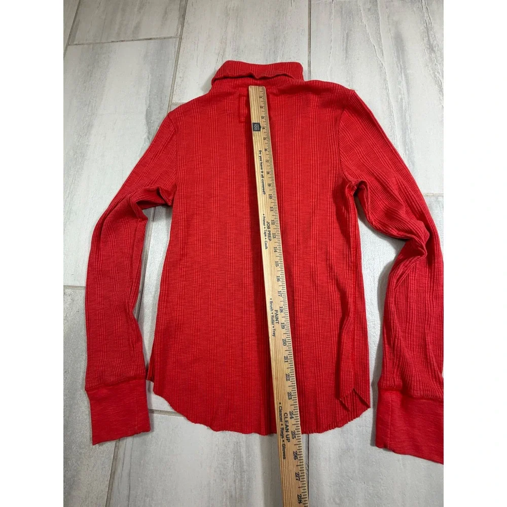 Aerie Womens Red Ribbed Knit Long Sleeve Turtleneck Top Size Large